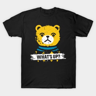 Funny What's Up Teddy Bear Distressed Grunge Design T-Shirt